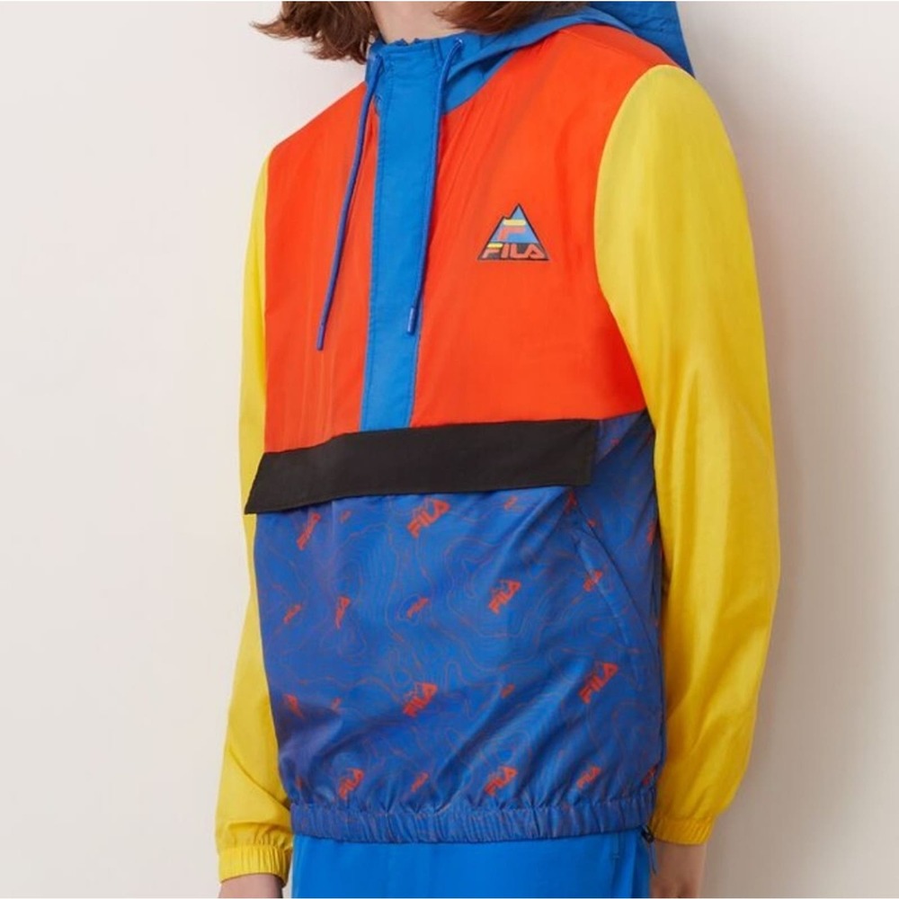 Fila Men's Terrain Anorak Colorblock Retro Windbreaker Hoodie SZ M